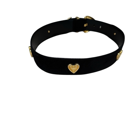 Vintage Escada Suede Leather Heart Black and Gold Women's Belt - Picture 4 of 7